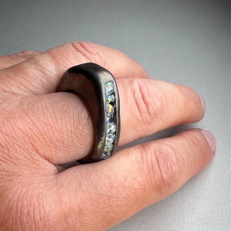 bague porcelaine noire émaillée MODULO pour HOMME