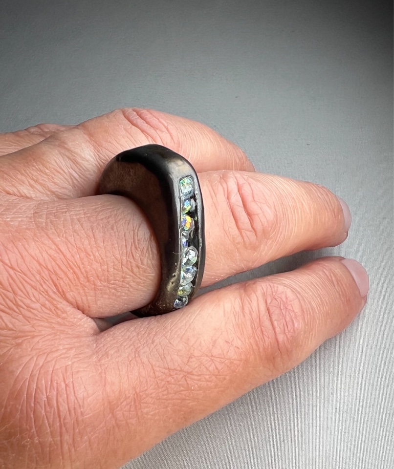 BAGUE POR NOIRE EMAILLE MODULO 4