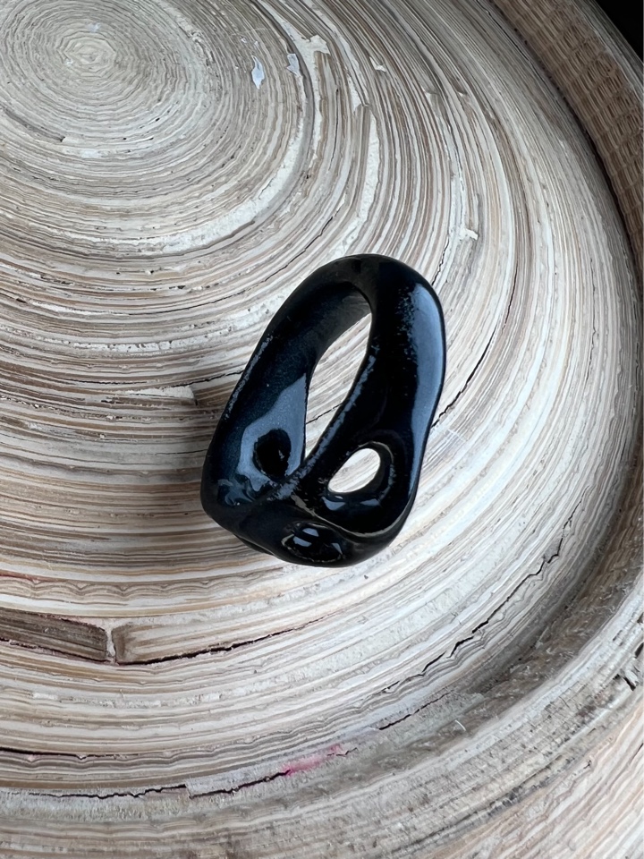 BAGUE POR NOIRE EMAILLE TSUCHI 1