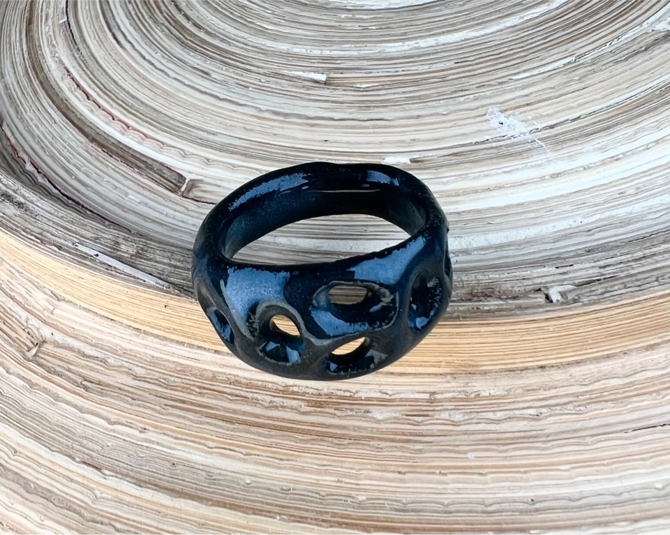 BAGUE POR NOIRE EMAILLE TSUCHI 3