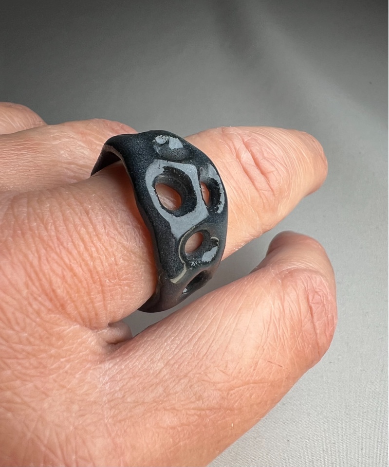 BAGUE POR NOIRE EMAILLE TSUCHI 6