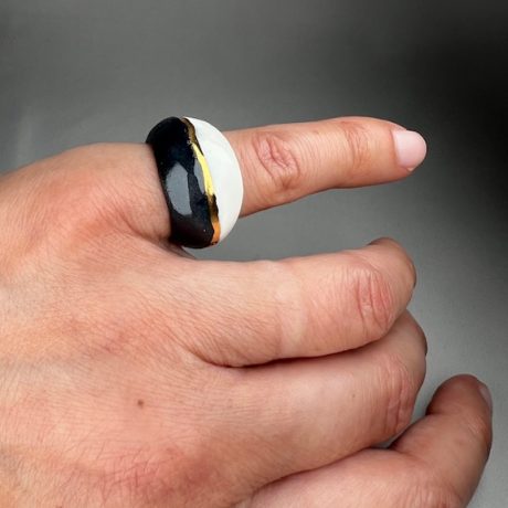 bague porcelaine OR et Noire SERMENT Taille 62