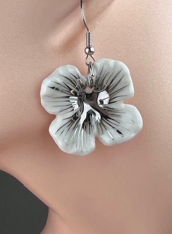 boucles d'oreilles fleur Platine DIANE