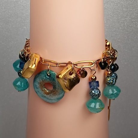 bracelet or et noire breloque RYTHME BLEU