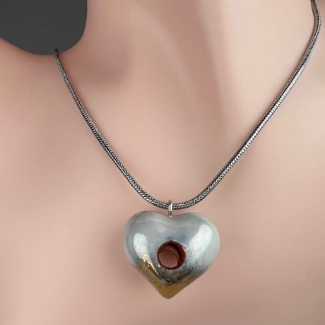 collier cœur OR sur chaine argentée POLINA