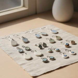 Bijoux porcelaine finitions variées blanc platine or