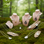 Bijoux porcelaine naturels biodégradables dans environnement nature