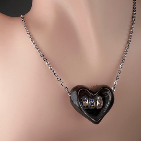 collier porcelaine sur chaine peinture métallisée  TAIGA