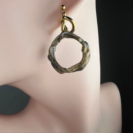 boucles d'oreilles porcelaine peinture métallisées LEONTINE