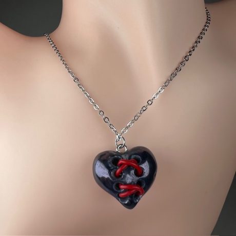 collier porcelaine sur chaine peinture métallisée VOLGA