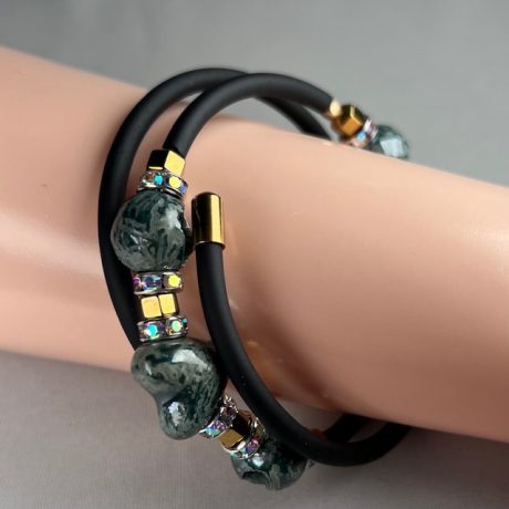 bracelet  porcelaine sur cordon tubulaire BEROYA