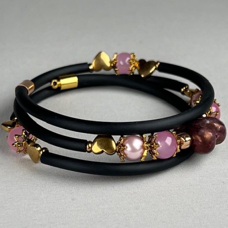 bracelet porcelaine sur caoutchouc tubulaire  PERLERA