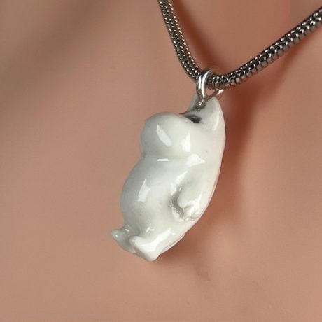 collier porcelaine blanche sur chaine MOUNI